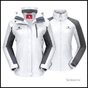 Waterproof Ski Jacket 3-in-1 Fleece Hooded Windproof Snowboard Coat